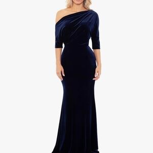 Elegant Navy Blue Off-Shoulder Dress